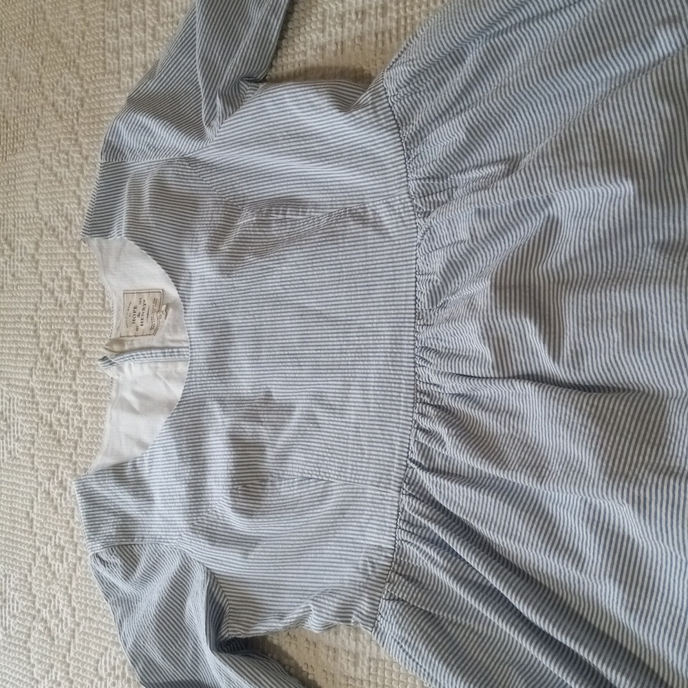 Hope & Henry 100% Organic Cotton Ruffle Cuff Seersucker Dress Light Blue Size10 - Picture 14 of 16